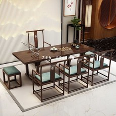 新中式禪意實木茶臺套裝 簡約現代1米8辦公室泡茶桌 功夫茶桌椅組合 天然實木傢俱 可到付統編, 單桌：長140*寬70*高75, 1個