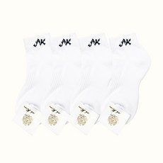 앙드레김 여성용 스포츠 쿠션 러닝 발목 양말 4족, 화이트 4족