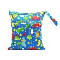 可愛恐龍圖案防水尿布收納袋 雙層設計大容量衣物收納袋, 無