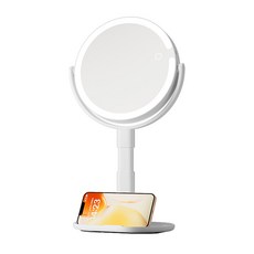 루나미러 탁상용 메이크업 조명 일반확대 양면 거울 무선 LM16, 화이트