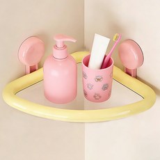 지칸디 무타공 욕실 선반 다용도 코너 수납 정리대 공간절약형 샤워실 욕조용, 1개, 노란색