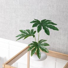 홍콩야자 조화 센터피스 팔손이 수반 화분 set 26cm 인테리어 식물 조경 테이블 장식 소품 꾸미기, 단품, 1p