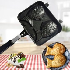 PODAK 가정용 길거리 미니 붕어빵 메이커 2구팬 빵틀 겨울 간식, 붕어빵틀2구