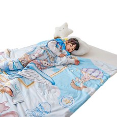 兒童夏涼被 桑蠶絲護肚防踢睡袋, 鯨魚飛船 10 桑蠶絲
