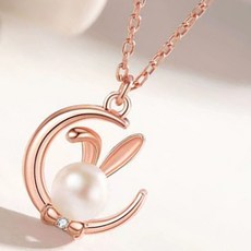 귀여운 진주 알 여자 로즈골드 펜던트 체인 목걸이hoh5+9uVy