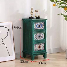 빈티지서랍장 타일수납장 인테리어장식장 북유럽협탁 3단 차림새 다채로운원목장 수납장, L. 그린3타 303064, L. 그린3타 303064