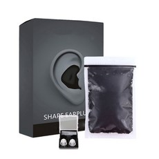 학생 공부를위한 상자 성형 모양의 이어 플러그가있는 소음 감소 이어 플러그, 검은색, 1개