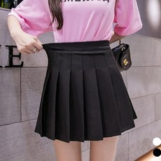 여성 주름 플리츠 스커트 블랙 하이웨스트 밴딩 테니스 미니 치마 데일리 캐주얼