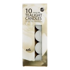 티라이트 10개 4.5시간연소 BON Candle 무향 하양(흰색) 양초, 14g, 1세트