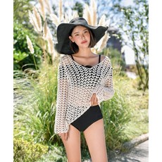 벤디스 여성용 에이미 망사 롱 로브 원피스 비치웨어 H552, 아이보리