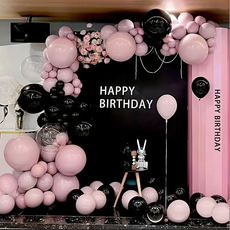 CEUQIESO 블랙 풍선 32개 핑크 풍선 71개 투명 풍선 3개+ 풍선체인 1개 총 5 종 세트. 생일파티 결혼식 장식