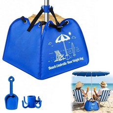 Beach Umbrella Base Weight Bag Blue Fillable Sand Bags with Sand Shovel & 4-Prong Hooks Portable