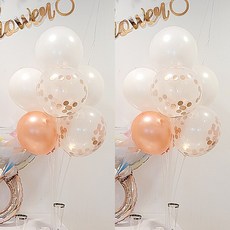 올리브파티 펄풍선 하트 풍선 풍선꽂이 풍선스탠드 2개 생일파티용품 세트, 1세트, 컨페티로즈골드