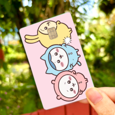 [1+1할인] 농담곰 먼작귀 카드스티커 치이카와 하치와레 우사기 카드 카드꾸미기 카드커버 스티커 신용카드 체크카드 교통카드 포용 포장용품 생일선물 크리스마스 선물, 6. 파자마먼작귀 미니형, 1개