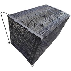 好宅屋 捕貓籠 踏板式 捕狸籠 捕鼠籠 捕獸籠 捕兔籠 鐵籠 安全動物不受傷, 黑色, 1個