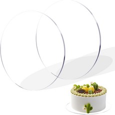 2개입 투명 아크릴 케이크 받침대 원형 6인치 16cm 생크림케이크 디저트 수공예 DIY용, white, 1세트