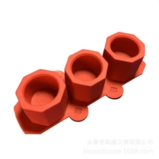 도자기도구 DIY 콘크리트 꽃 냄비 실리콘 몰드 3 캐비티 기하학 다각형 캔들 홀더 수지 금형 점토 시멘트, 02 3PC Red