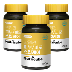 뉴트리큐브 반려동물 강아지영양제 관절 피부피모 눈물개선 눈건강 면역력강화 유산균 장건강 노령견 항산화 애견, 3개, 피부/피모, 100정
