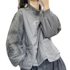 WAWAMOM 빅사이즈 여성 반폴라 간절기 누빔점퍼 경량 숏패딩 포켓점퍼 FNZ012