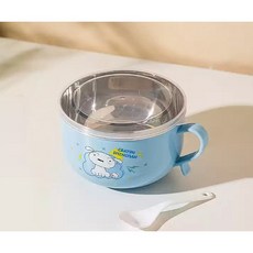 짱구 캐릭터 다용도볼 수저세트 스텐볼 그릇 손잡이 면기, 1개, 흰둥이