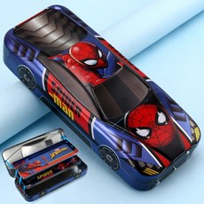 XCAO 스파이더맨 자동차 스타일링 초등학생 대용량 필통 다용도 남아 필통, 1개, 짙은 남색