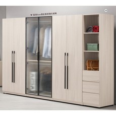 里斯特9.3尺組合衣櫥(全組) ，超大容量，多層隔板，現代簡約風格, 2.7尺鋁門衣櫥(雙吊)
