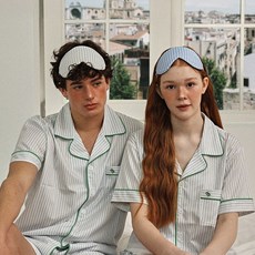 오셀픽 더 클래식 반팔 파자마 세트 여름 잠옷 여성 남성 커플 홈웨어