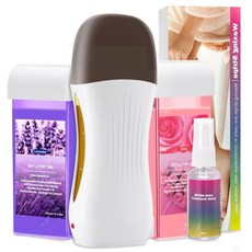 롤 온 왁스 키트 바이 호케이 제모용 워머 민감성 피부용 롤러, Lavender&Rose-White