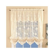 비타 크래프트 플로랄 레이스 풍선 셰이드 창문 커튼 - 아이보리 - 크기 63인치 길이 x 54인치 너비. 가장 짧은 후크 길이 40인치 길이