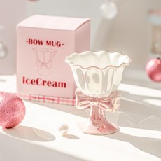 Bow Mug 蝴蝶結冰淇淋陶瓷高腳杯 珍珠釉設計, 粉, 1個