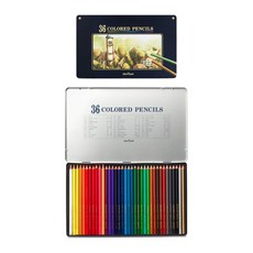 DN 36색 색연필세트 고급 케이스 문구 펜슬 전문가 드로잉 색칠, 1세트, 36개, 3세