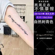 草本果汁紋身貼紙, 1個, T8-A1128無論發生什麼事都要快樂