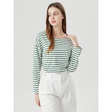 르샵 데일리 스트라이프 라운드 여성 티셔츠 (DP3LW009A)