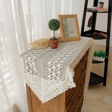 거실장 TV장 협탁덮개 빈티지 화장대 캐비넷 면 테이블러너 커버 A형 베이지 42x220cm, 27*150cm × 봉미-베이지코너