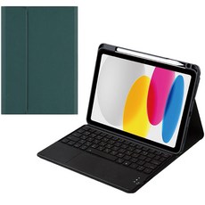 아이패드 애플펜슬 수납 led트랙패드 블루투스 키보드케이스, 다크그린콤비