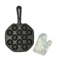 章魚櫻桃小丸子鍋無塗層不粘烤盤 電磁燃氣爐用烤鵪鶉蛋蝦扯蛋模具, 1個, 12孔送手套