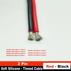 2핀 빨간색 및 검정색 PVC 또는 실리콘 연장 케이블 28awg 주석 도금 구리 가정용 와이어, 03 16 AWG, 01 2Pin silicone, 05 40m-131.2ft