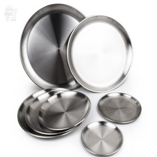 만무리 스텐 원형 트레이 접시 다용도트레이 조리트레이, 4호 23cm