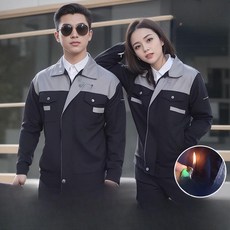 순면 작업복 세트 내마모성 용접공 보호복 통기성 높은 자동차 수리 현장 유니폼, 1개, 순면 그레이 반사 스트립 세트