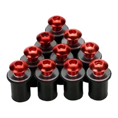 호환 야마하 YZF R1 R6 R7 600R 750R 1000R FZ1 FZ6 FZ6R FJR1300 용 앞유리 장착 나사 와셔 너트 10x M5 5mm, 03 Red