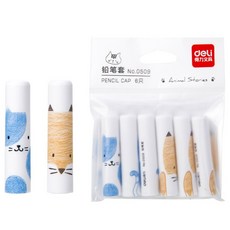 狐狸 貓咪 簡約 卡通 可愛 通用筆蓋 防鉛筆盒髒 筆蓋 三角鉛筆可用 鉛筆延長, 1個