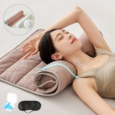 Novah 2in1 원형 경추베개 높이조절 접이식 숙면 베개 패드 겸용, 1개, 브라운