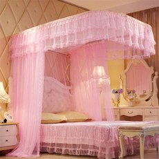 생활의 미쁨 로맨틱 스위트룸 레일형 침대 모기장 핑크 폴딩모기장