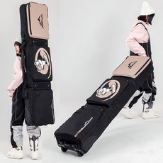 스노우보드 가방 더블 대용량 야외 스키휠백 블루 수납 바퀴달린 A타입 남작 블랙 눈송이, 블랙 카키, 1개