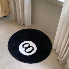 8號撞球造型短絨圓形地毯