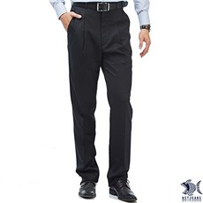 NST Jeans 001 法式純黑藍細條紋羊毛打摺西裝褲 中高腰寬版大尺碼