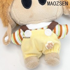 臺灣出貨-13cm小D薛之謙10cm娃衣dsp紙袋人天外來物玩偶卡皮巴拉頭套背帶褲, 1個, 黃條紋揹帶褲2點【不含娃