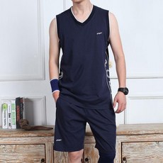男士夏季運動套裝 跑步籃球訓練速幹無袖健身服, 707寶藍色,3XL建議75.085.0公斤