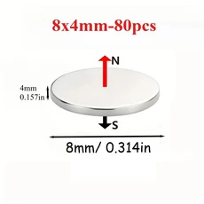 강력한 다중 사양 8x3/8x4/10x2/10x3 자석 냉장고 DIY 가정 사무실 욕실 액세서리에 적합, 08 D8x4mm-80pcs