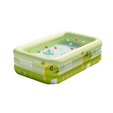 HANQI 充氣水池 家用兒童戲水池 大型戶外加厚水池, 1.5米3層龍崽綠基礎套餐 - 無線泵, 1個